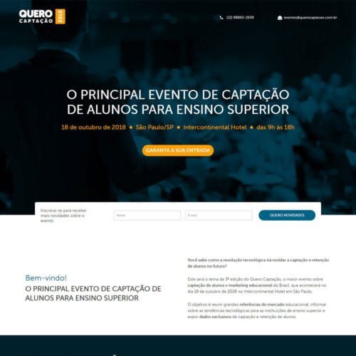Programação hotsite Quero Captação 2018