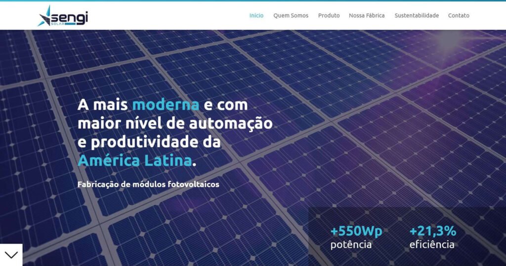 Layout e desenvolvimento site Sengi Solar Criação e desenvolvimento front-end do novo site da Sengi Solar