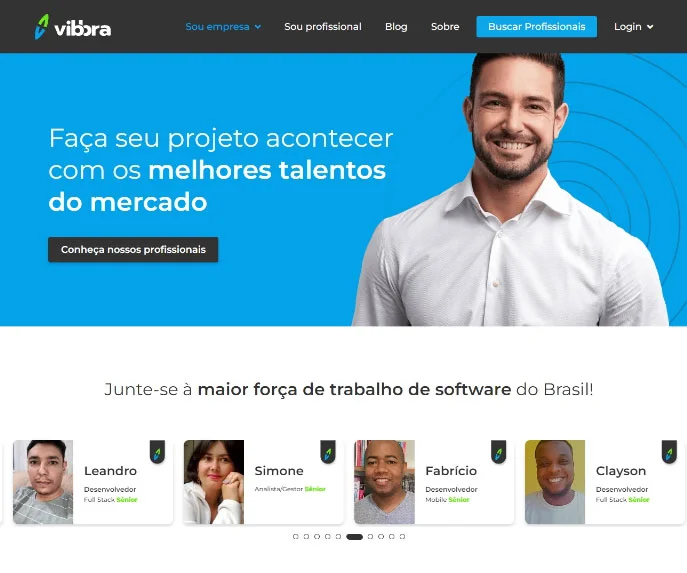 Desenvolvimento front-end do novo site da Plataforma Vibbra.