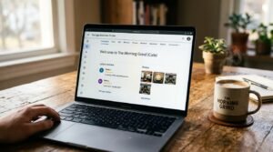 Painel do Perfil da Empresa no Google exibindo fotos e avaliações em tela de notebook