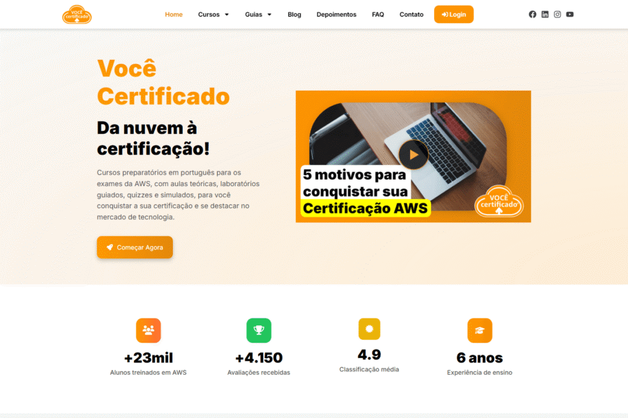 Novo design do site em WordPress focado em UX e conversão de vendas integrado à Hotmart