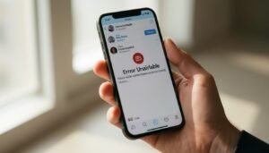 Tela de celular mostrando uma conta de rede social temporariamente indisponível